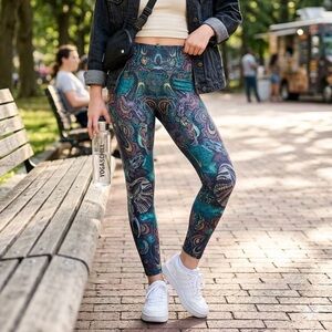 Evolution and Creation Teal Paisley High-Rise Leggings